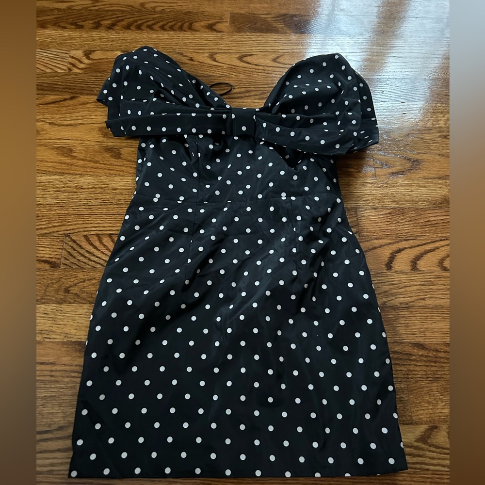 black and white polka dot bow Bardot dress, size 4/xs,
